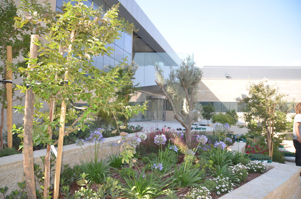 Landscaped garden beside the Rafa facility
