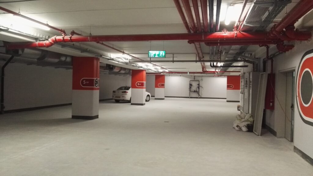 Underground parking level at the Mellanox complex