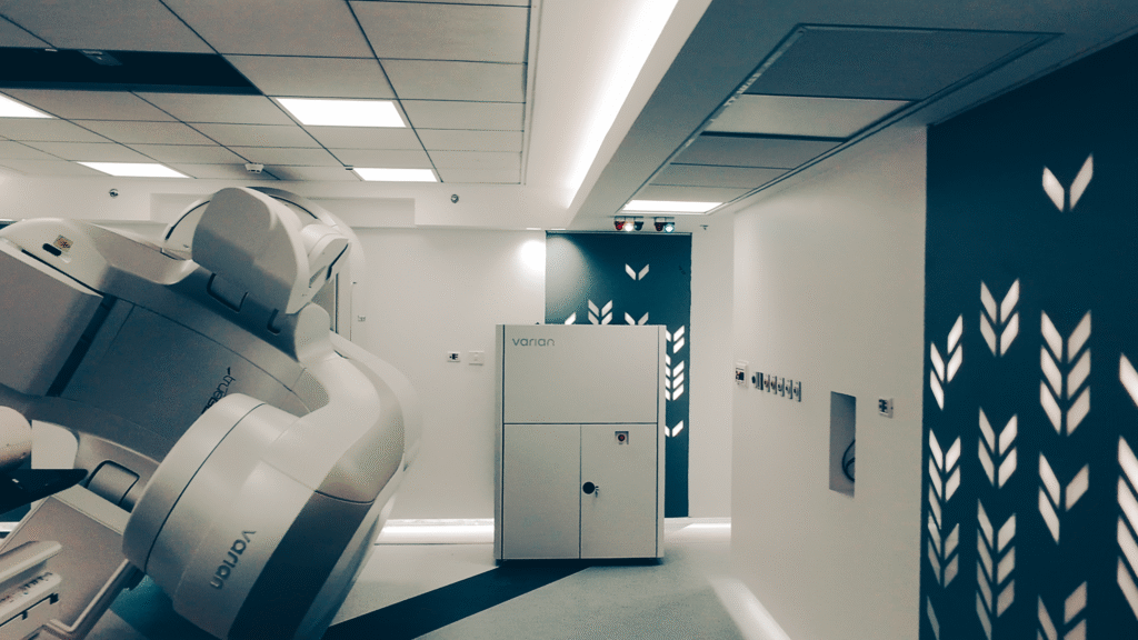 Radiotherapy treatment room with a linear accelerator at the Beit Shulamit Cancer Center