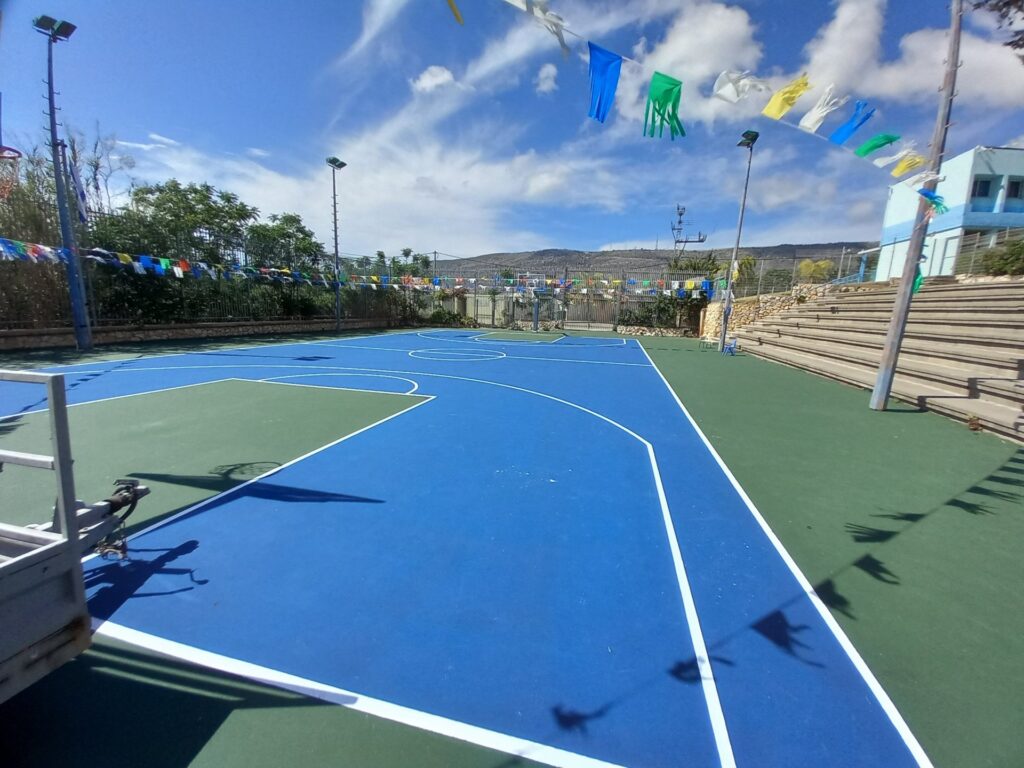 A renewed outdoor school sports court